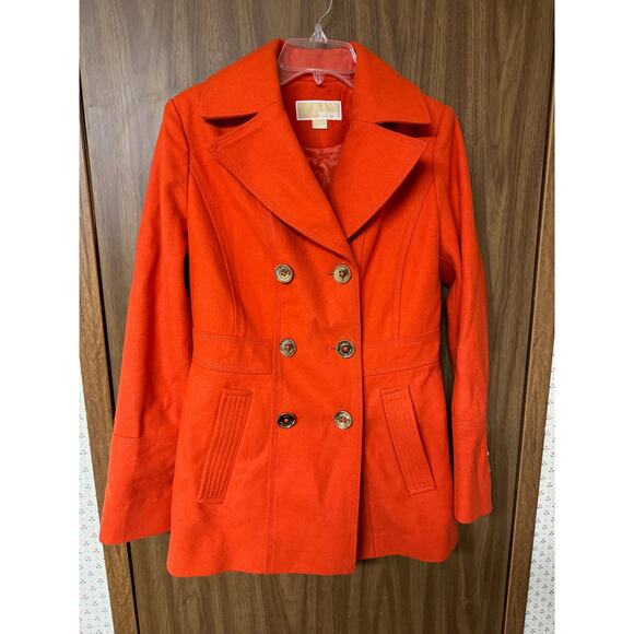 Ladies Michael Kors Orange Wool Blend Coat - Size 4 - Picture 1 of 5